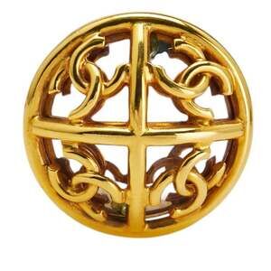 CHANEL Vintage Gold Logo Brooch